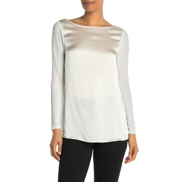 Club Monaco Chack Womens White Silk Blend Long Sleeve Blouse size Small - Picture 1 of 12